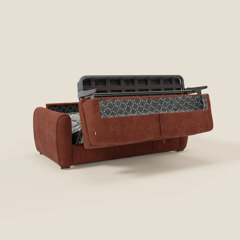 Kaleo Canapé convertible moderne avec matelas H17 cm - en tissu imperméable T26 orange rouille