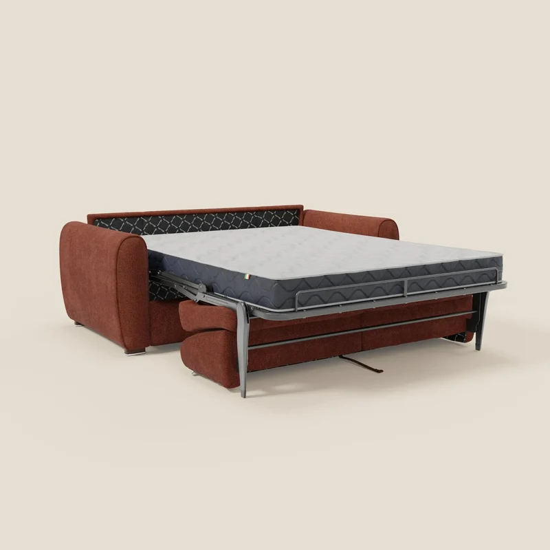 Kaleo Canapé convertible moderne avec matelas H17 cm - en tissu imperméable T26 orange rouille