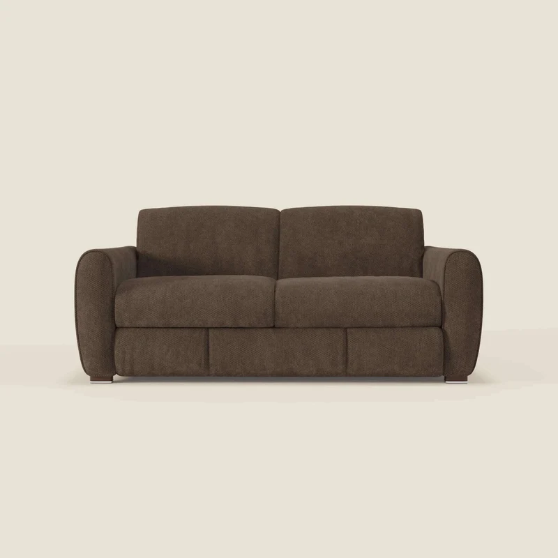 Kaleo Canapé convertible moderne avec matelas H17 cm - en tissu imperméable T26 marron