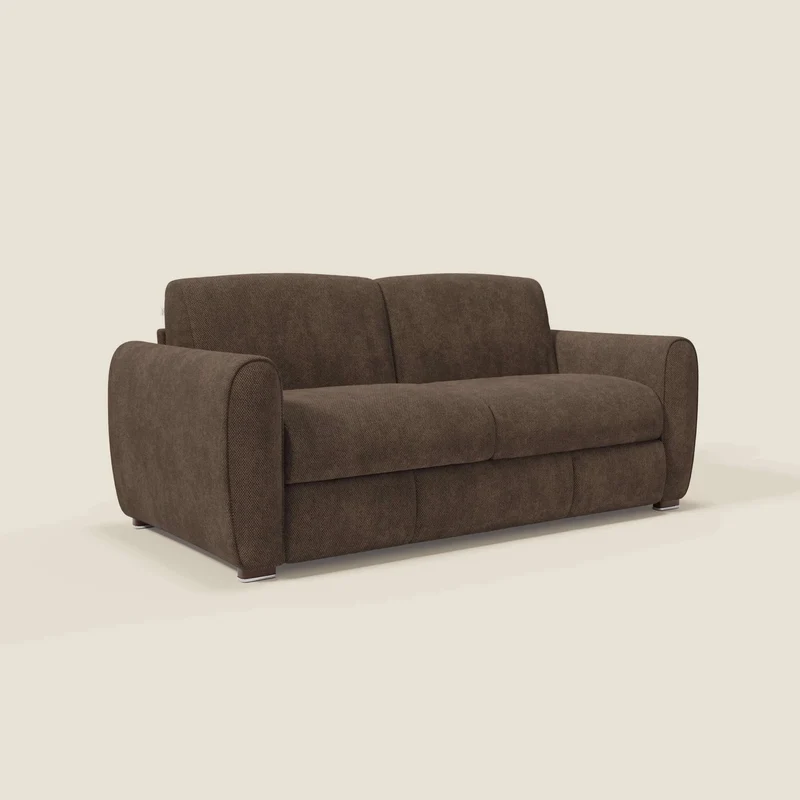 Kaleo Canapé convertible moderne avec matelas H17 cm - en tissu imperméable T26 marron