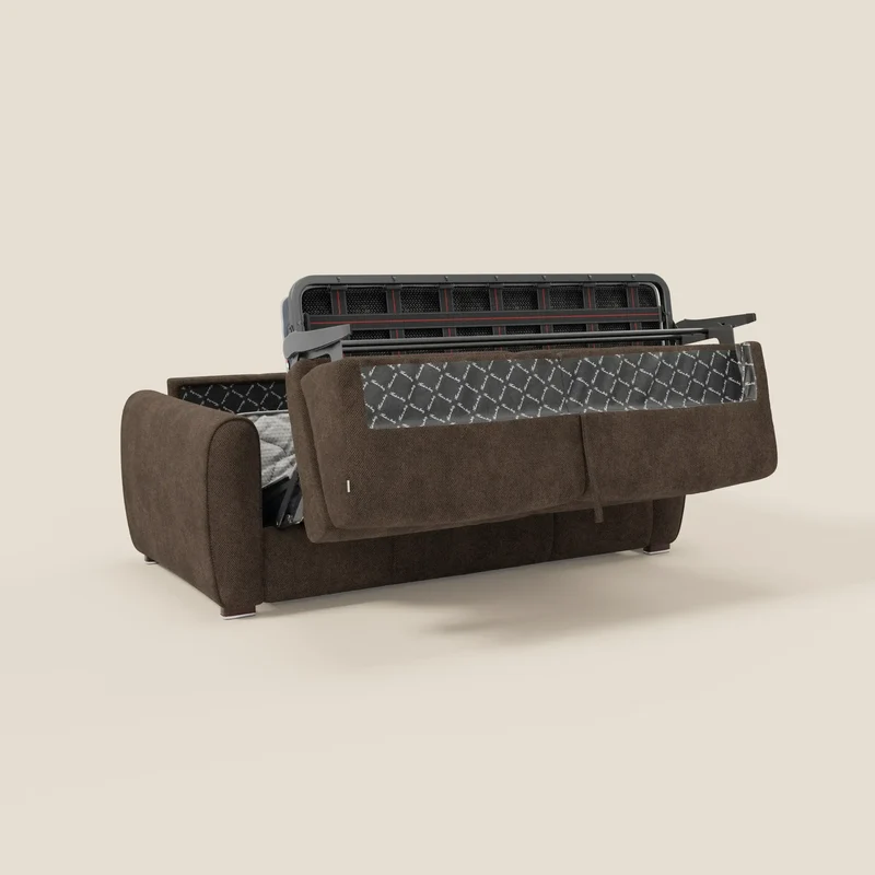 Kaleo Canapé convertible moderne avec matelas H17 cm - en tissu imperméable T26 marron