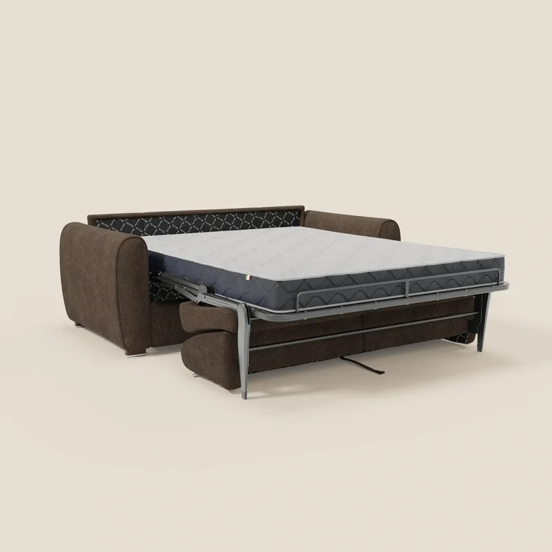 Kaleo Canapé convertible moderne avec matelas H17 cm - en tissu imperméable T26 marron