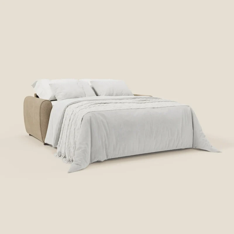 Kaleo Canapé convertible moderne avec matelas H17 cm - en tissu imperméable T26 beige