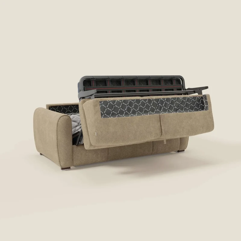 Kaleo Canapé convertible moderne avec matelas H17 cm - en tissu imperméable T26 beige