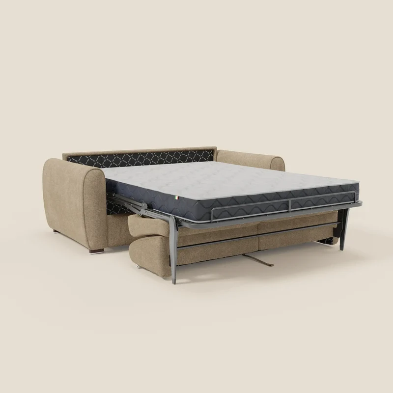 Kaleo Canapé convertible moderne avec matelas H17 cm - en tissu imperméable T26 beige