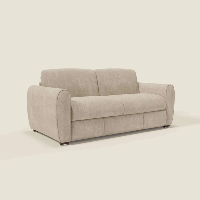 Kaleo Canapé convertible moderne avec matelas H17 cm - en tissu imperméable T26 crème