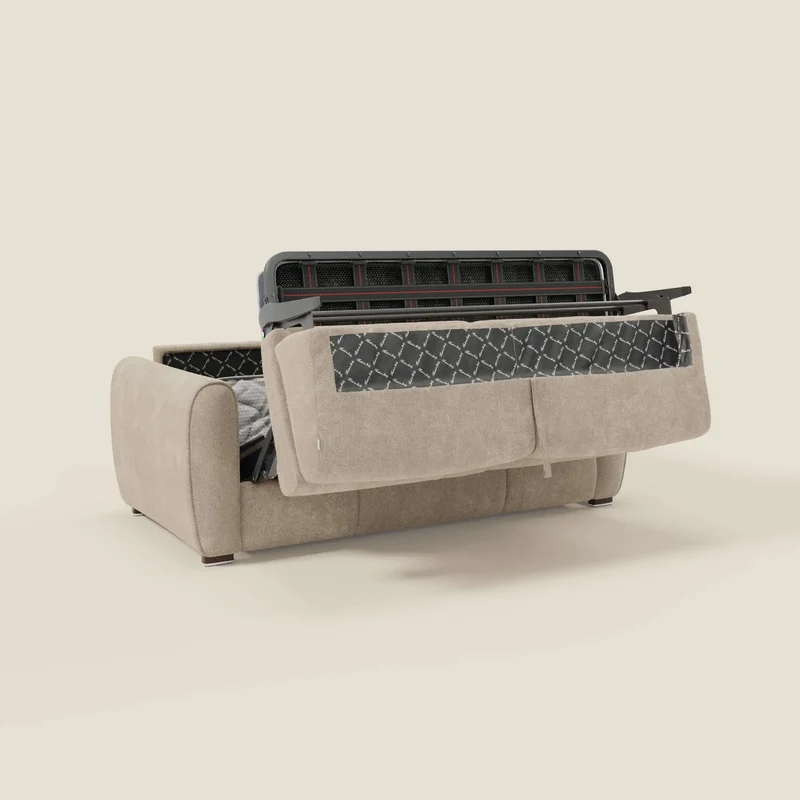 Kaleo Canapé convertible moderne avec matelas H17 cm - en tissu imperméable T26 crème