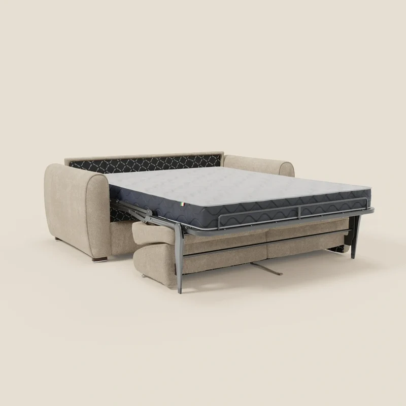 Kaleo Canapé convertible moderne avec matelas H17 cm - en tissu imperméable T26 crème