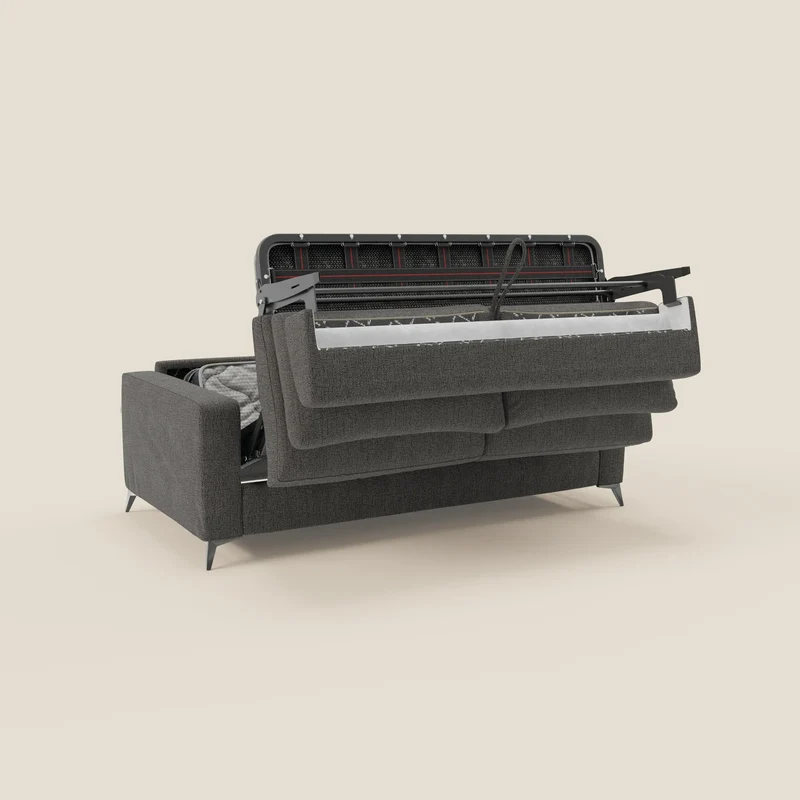 Alaya canapé convertible avec coussins de dossier douillet en tissu imperméable T03 anthracite
