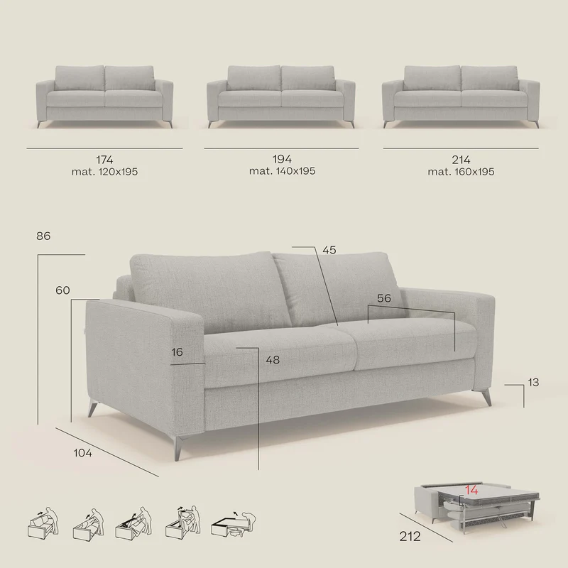 Alaya canapé convertible avec coussins de dossier douillet en tissu imperméable T03 anthracite