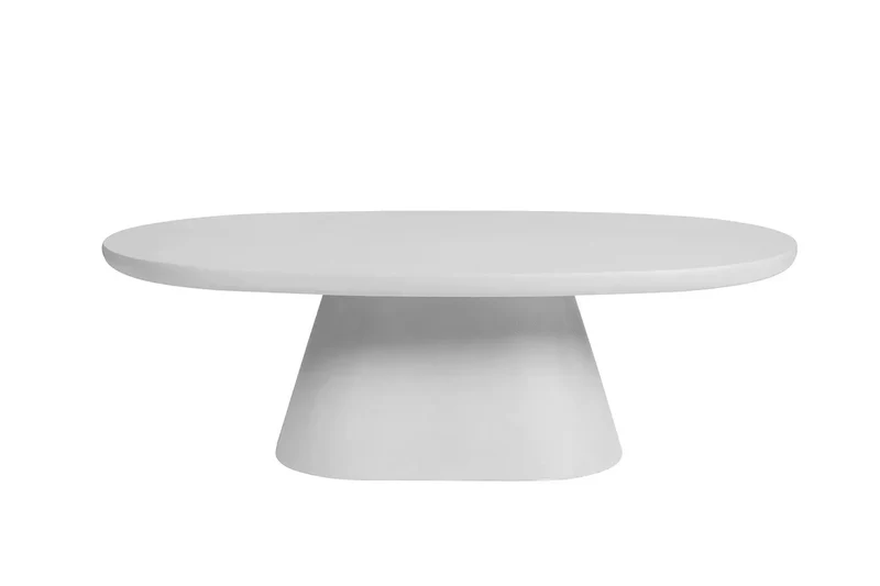 Table Basse Ovale Effet Ciment Ecru TAVINA - 120 cm