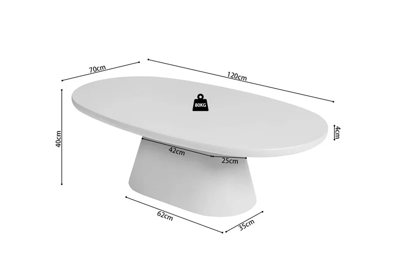 Table Basse Ovale Effet Ciment Ecru TAVINA - 120 cm