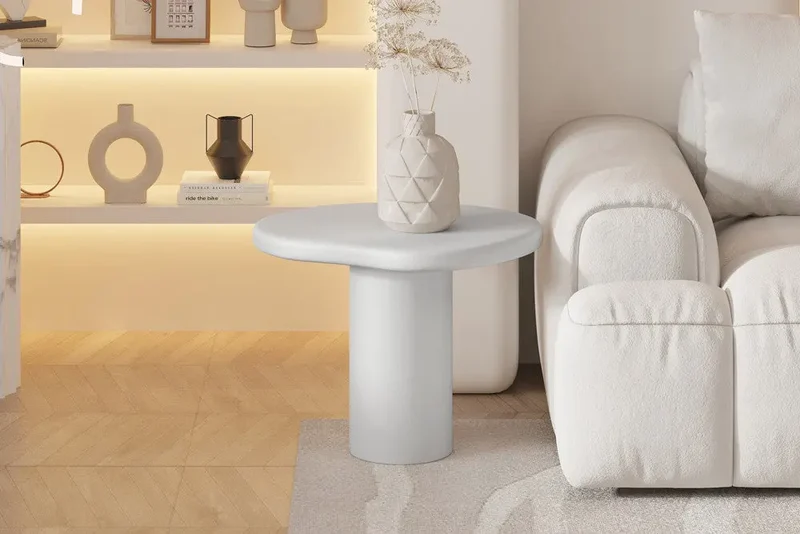 Table Basse Effet Ciment Ecru TAVINA - 58 cm