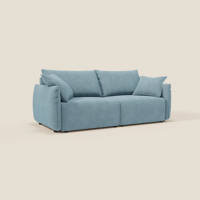 Flexar Canapé avec assises coulissantes et dossier en duvet en bouclette douce et imperméable T07 Bleu pastel