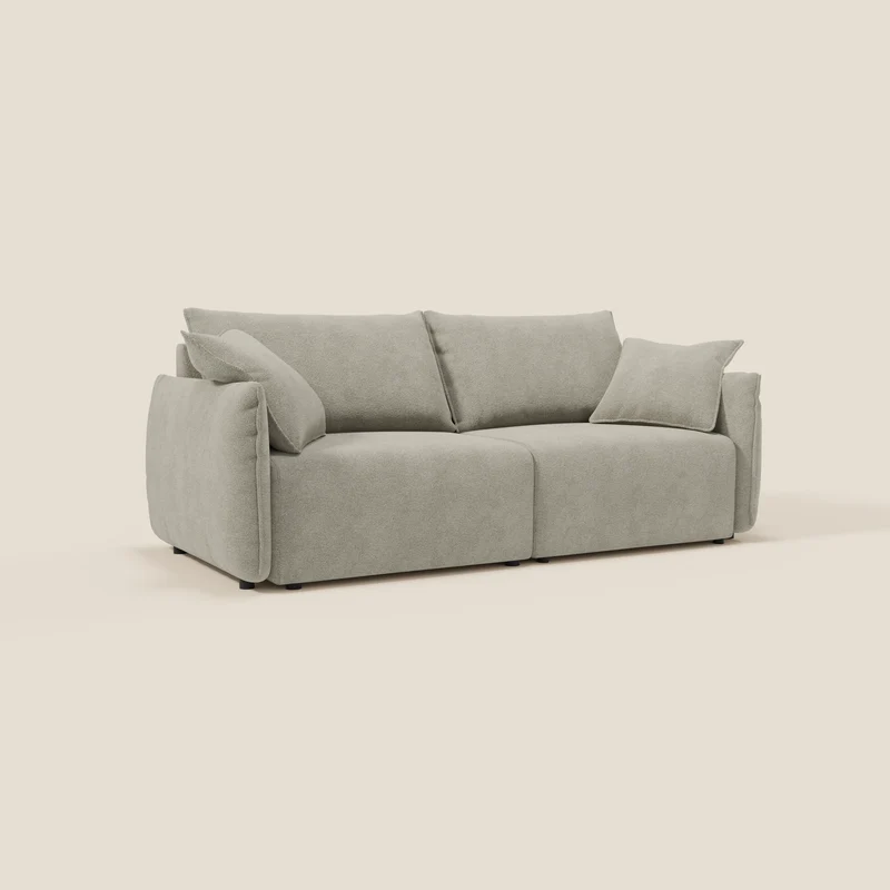 Flexar Canapé avec assises coulissantes et dossier en duvet en bouclette douce et imperméable T07 Beige