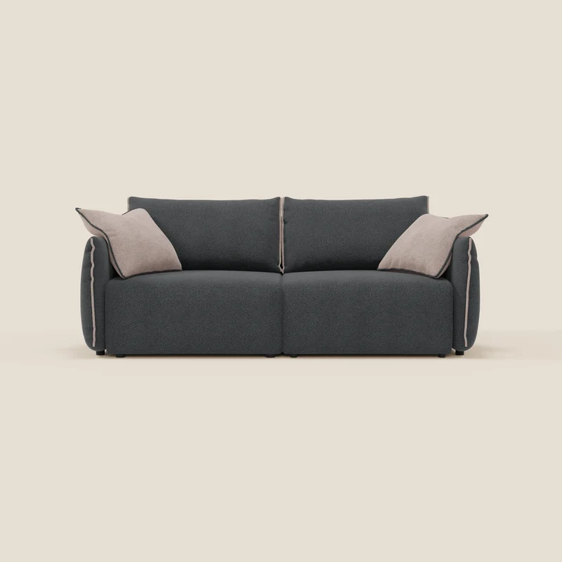 Flexar Canapé avec assises coulissantes et dossier en duvet en bouclette douce et imperméable T07 Anthracite - rose