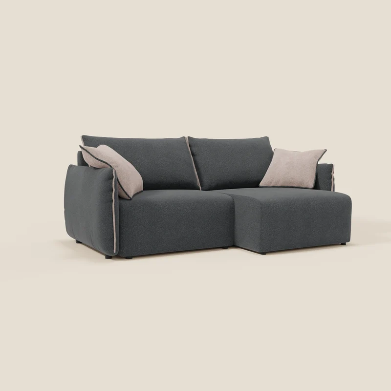 Flexar Canapé avec assises coulissantes et dossier en duvet en bouclette douce et imperméable T07 Anthracite - rose