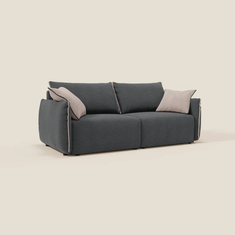 Flexar Canapé avec assises coulissantes et dossier en duvet en bouclette douce et imperméable T07 Anthracite - rose