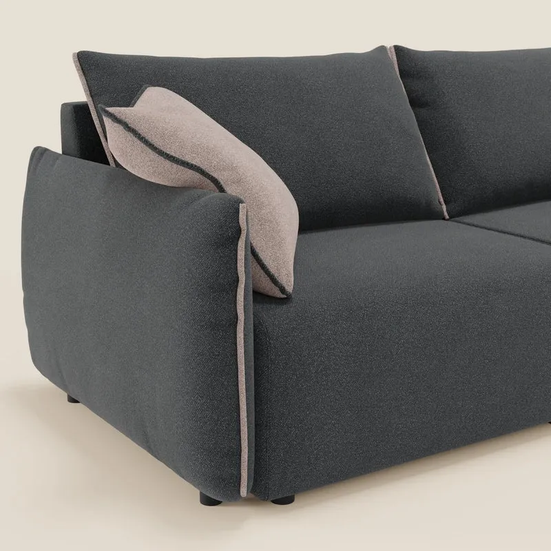 Flexar Canapé avec assises coulissantes et dossier en duvet en bouclette douce et imperméable T07 Anthracite - rose