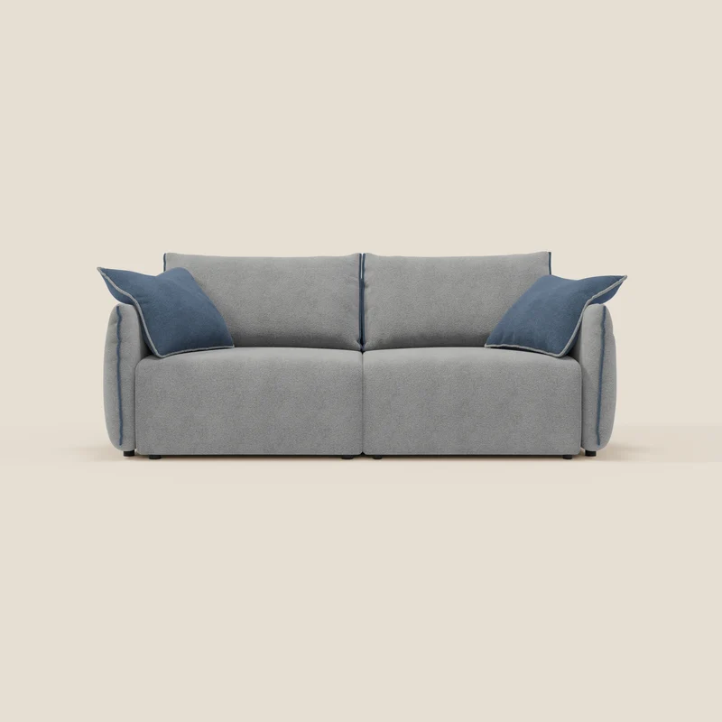 Flexar Canapé avec assises coulissantes et dossier en duvet en bouclette douce et imperméable T07 Gris - bleu