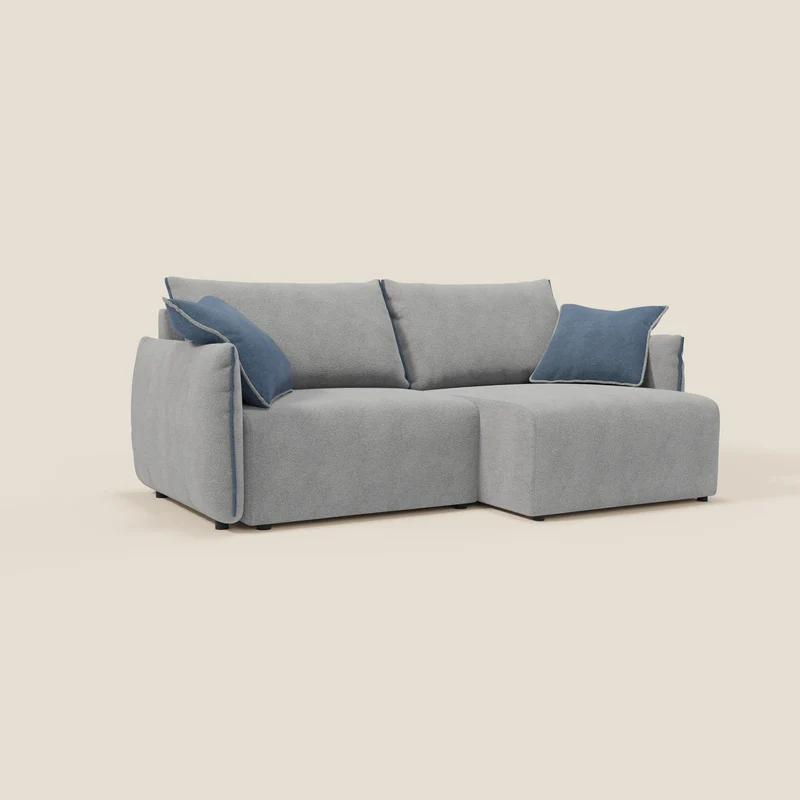 Flexar Canapé avec assises coulissantes et dossier en duvet en bouclette douce et imperméable T07 Gris - bleu