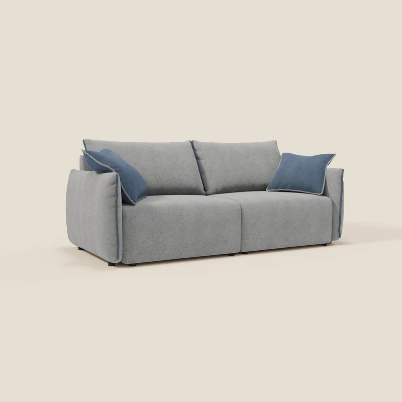 Flexar Canapé avec assises coulissantes et dossier en duvet en bouclette douce et imperméable T07 Gris - bleu