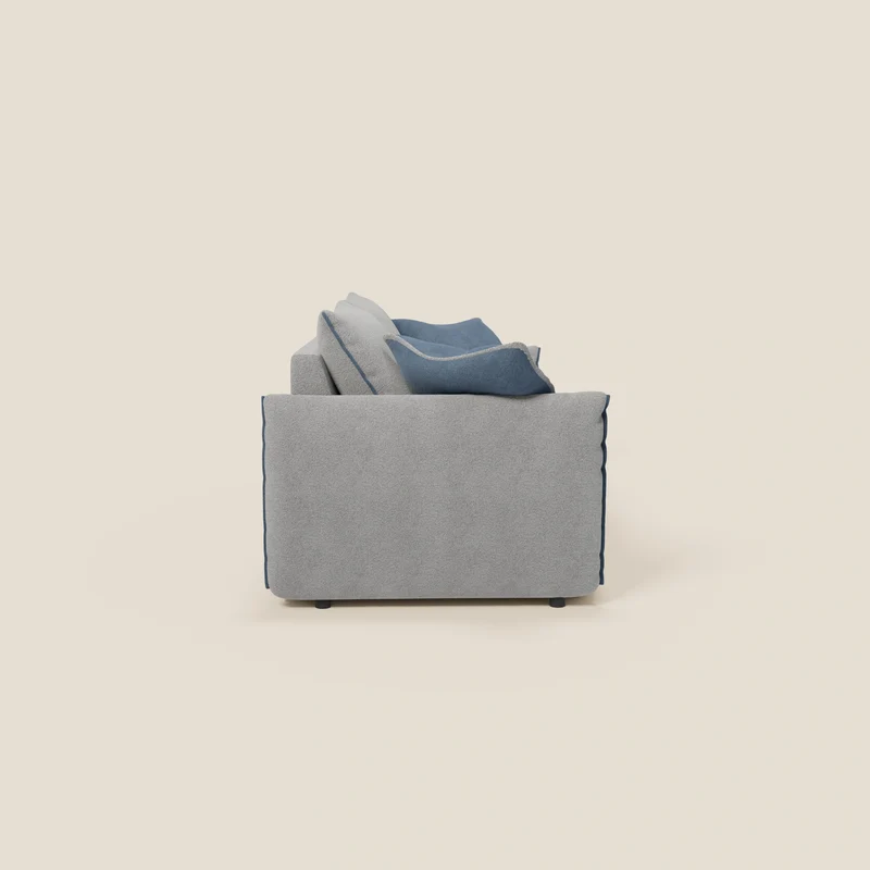Flexar Canapé avec assises coulissantes et dossier en duvet en bouclette douce et imperméable T07 Gris - bleu