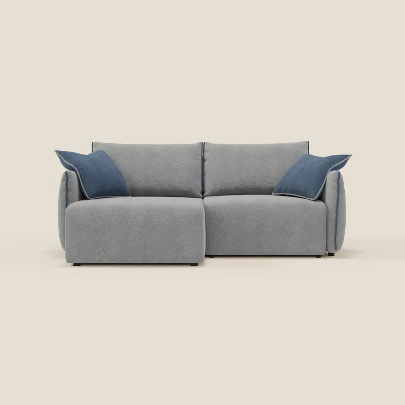 Flexar Canapé avec assises coulissantes et dossier en duvet en bouclette douce et imperméable T07 Gris - bleu