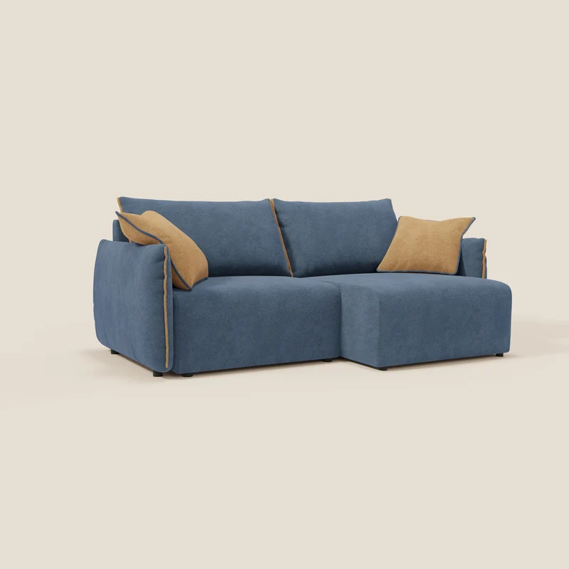 Flexar Canapé avec assises coulissantes et dossier en duvet en bouclette douce et imperméable T07 Bleu - orange