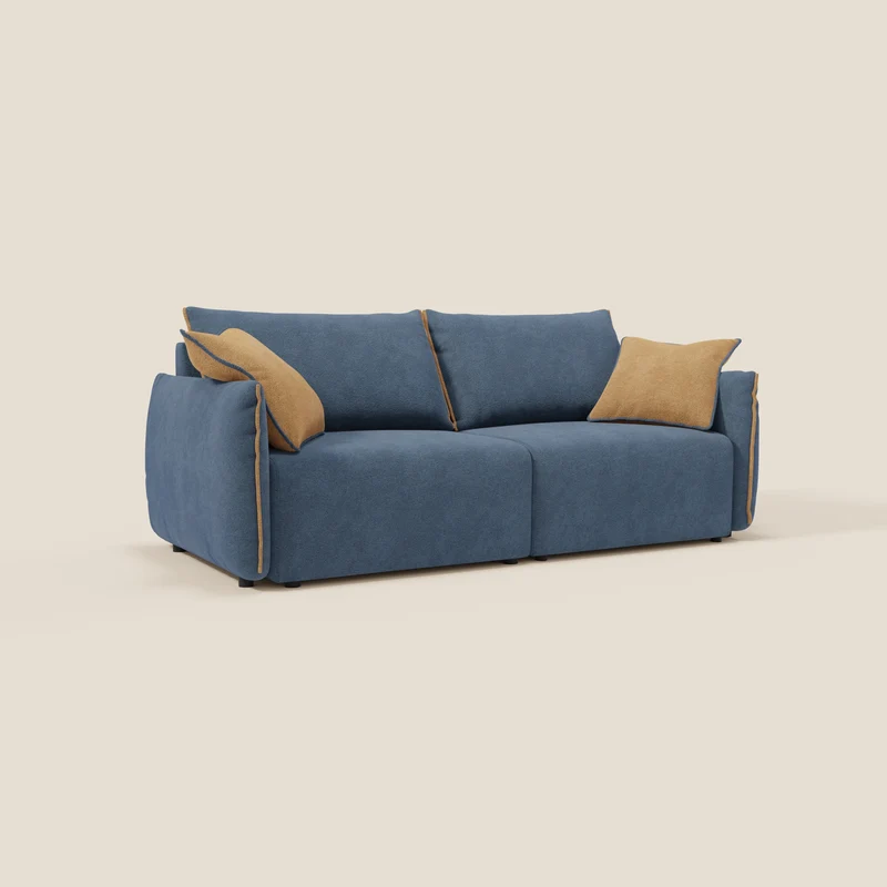Flexar Canapé avec assises coulissantes et dossier en duvet en bouclette douce et imperméable T07 Bleu - orange