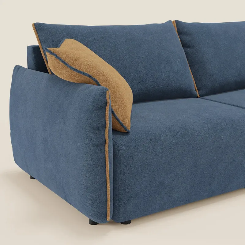 Flexar Canapé avec assises coulissantes et dossier en duvet en bouclette douce et imperméable T07 Bleu - orange