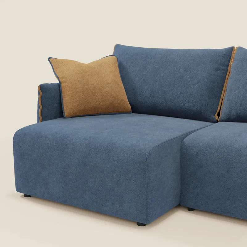 Flexar Canapé avec assises coulissantes et dossier en duvet en bouclette douce et imperméable T07 Bleu - orange