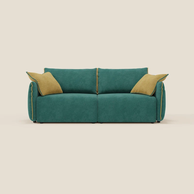 Flexar Canapé avec assises coulissantes et dossier en duvet en bouclette douce et imperméable T07 Vert - jaune