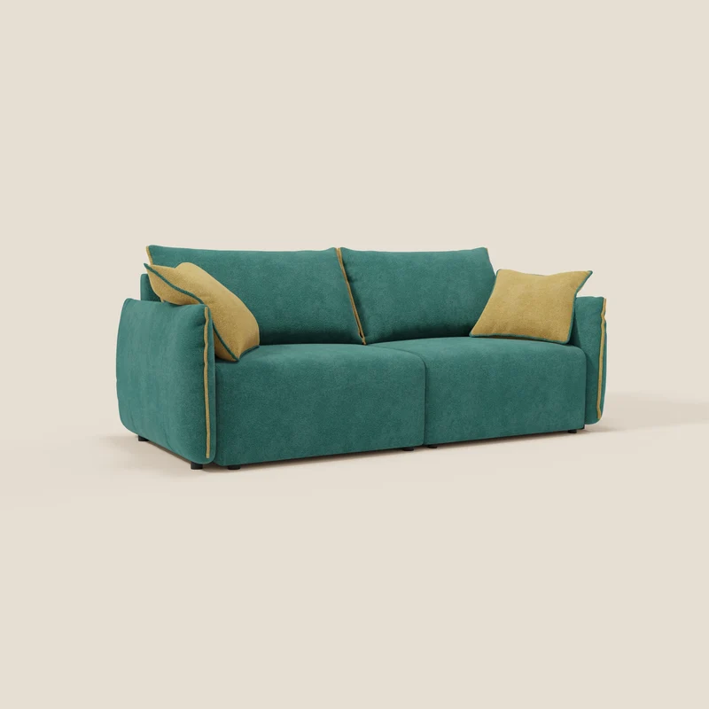 Flexar Canapé avec assises coulissantes et dossier en duvet en bouclette douce et imperméable T07 Vert - jaune
