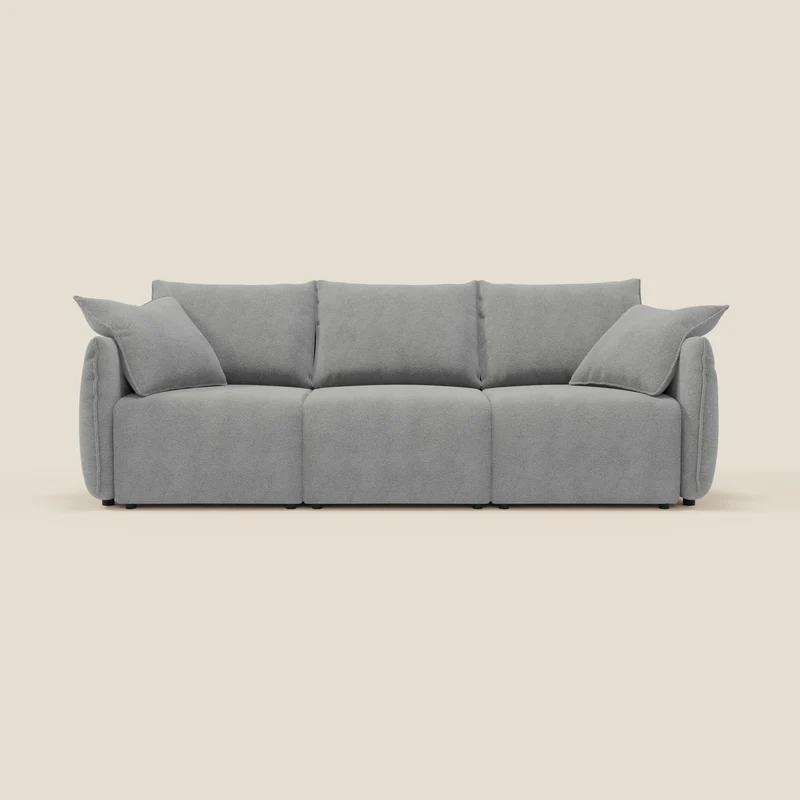 Flexar Canapé avec 3 assises coulissantes et dossier en duvet en bouclette douce et imperméable T07 Gris