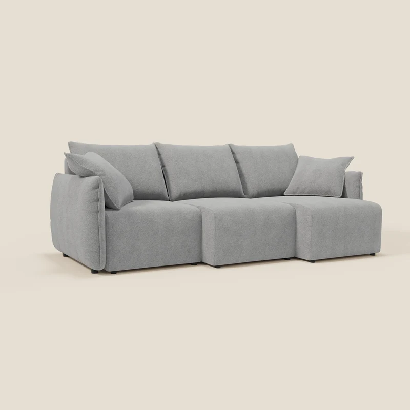 Flexar Canapé avec 3 assises coulissantes et dossier en duvet en bouclette douce et imperméable T07 Gris