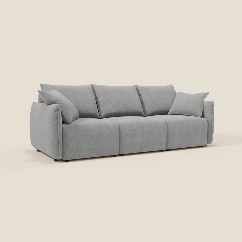 Flexar Canapé avec 3 assises coulissantes et dossier en duvet en bouclette douce et imperméable T07 Gris