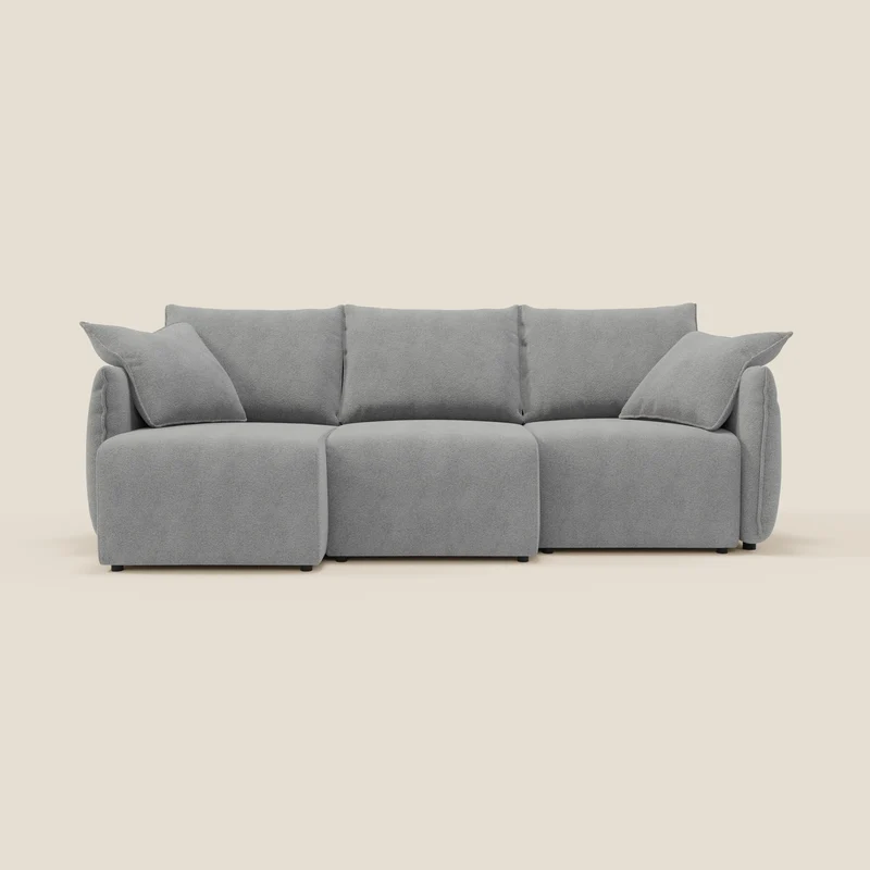 Flexar Canapé avec 3 assises coulissantes et dossier en duvet en bouclette douce et imperméable T07 Gris