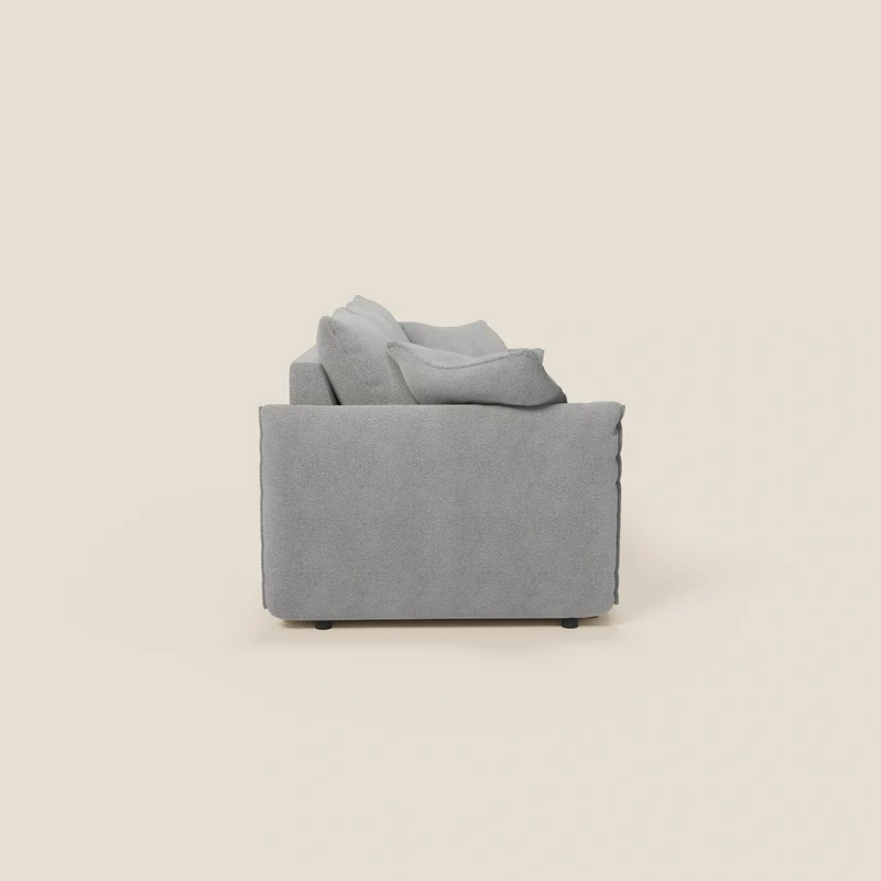 Flexar Canapé avec 3 assises coulissantes et dossier en duvet en bouclette douce et imperméable T07 Gris