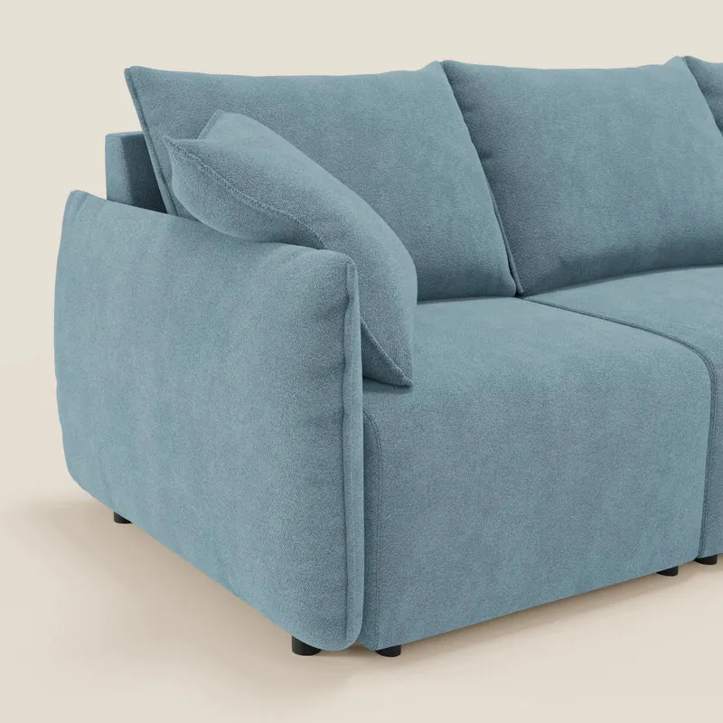 Flexar Canapé avec 3 assises coulissantes et dossier en duvet en bouclette douce et imperméable T07 Bleu pastel