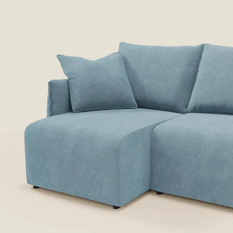 Flexar Canapé avec 3 assises coulissantes et dossier en duvet en bouclette douce et imperméable T07 Bleu pastel