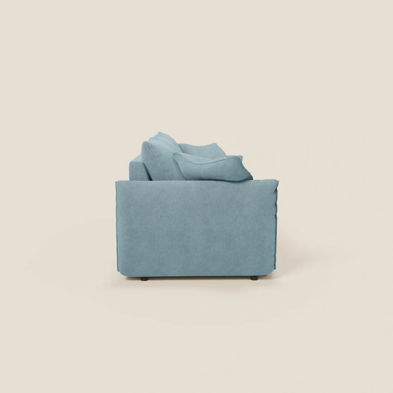 Flexar Canapé avec 3 assises coulissantes et dossier en duvet en bouclette douce et imperméable T07 Bleu pastel