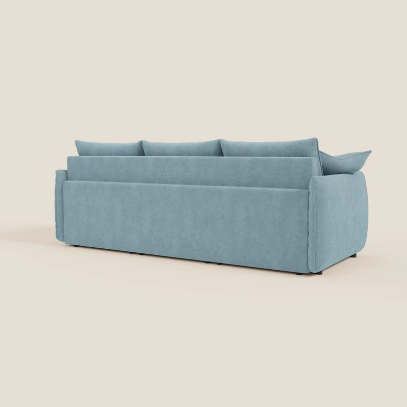 Flexar Canapé avec 3 assises coulissantes et dossier en duvet en bouclette douce et imperméable T07 Bleu pastel