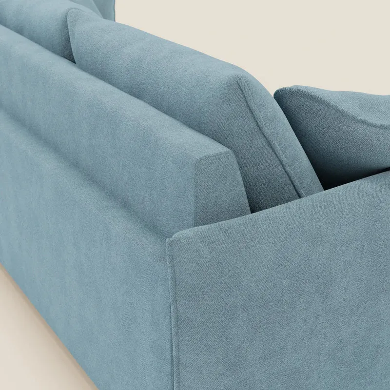 Flexar Canapé avec 3 assises coulissantes et dossier en duvet en bouclette douce et imperméable T07 Bleu pastel