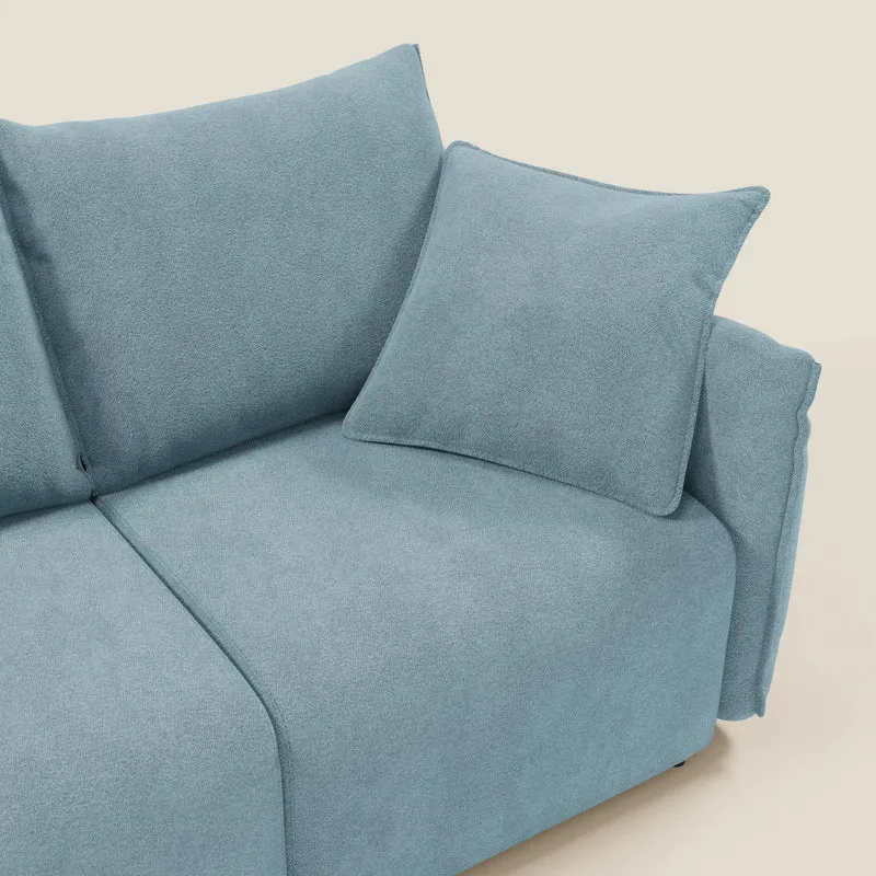 Flexar Canapé avec 3 assises coulissantes et dossier en duvet en bouclette douce et imperméable T07 Bleu pastel