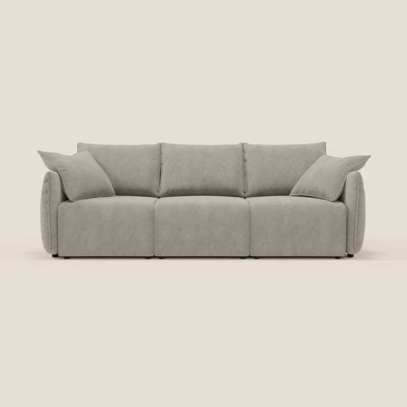 Flexar Canapé avec 3 assises coulissantes et dossier en duvet en bouclette douce et imperméable T07 beige