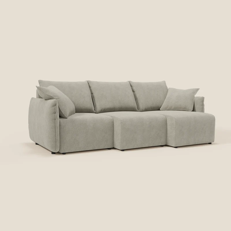 Flexar Canapé avec 3 assises coulissantes et dossier en duvet en bouclette douce et imperméable T07 beige