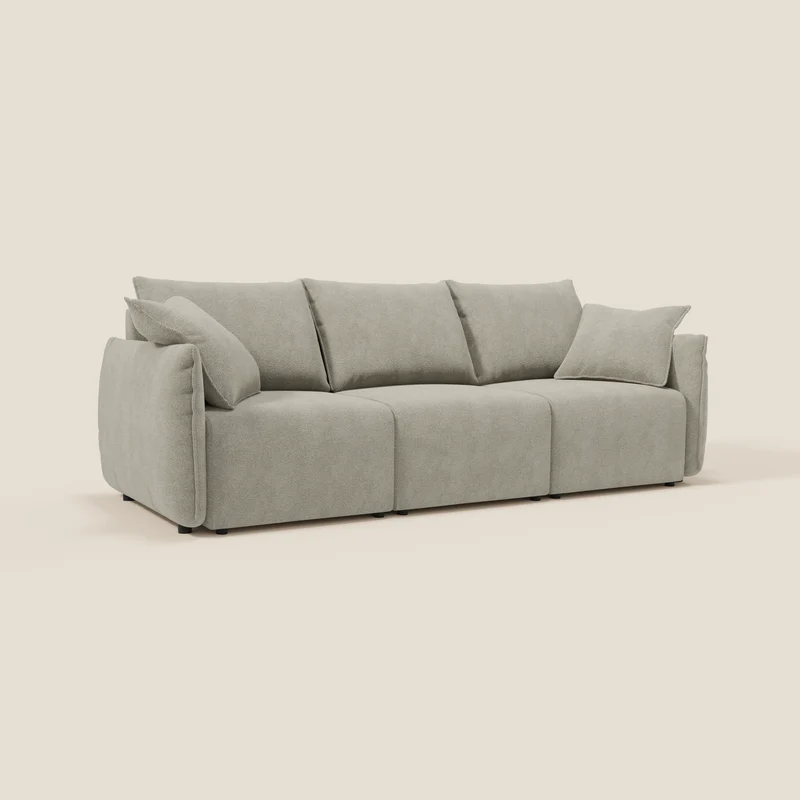 Flexar Canapé avec 3 assises coulissantes et dossier en duvet en bouclette douce et imperméable T07 beige
