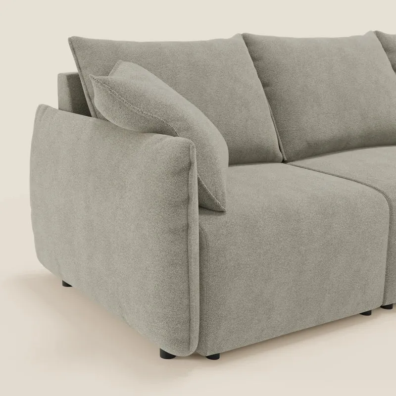 Flexar Canapé avec 3 assises coulissantes et dossier en duvet en bouclette douce et imperméable T07 beige