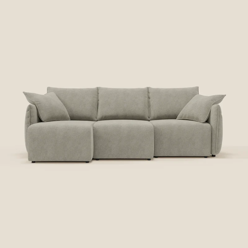 Flexar Canapé avec 3 assises coulissantes et dossier en duvet en bouclette douce et imperméable T07 beige